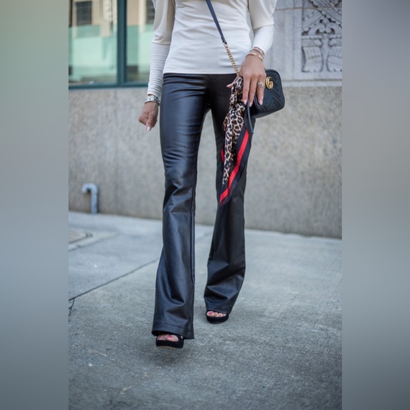 SPANX | Pants u0026 Jumpsuits | Spanx Leatherlike Flare Pant Petite Size Xl |  Poshmark